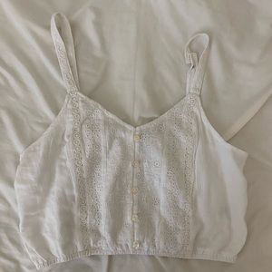 American Eagle Cropped White Tank